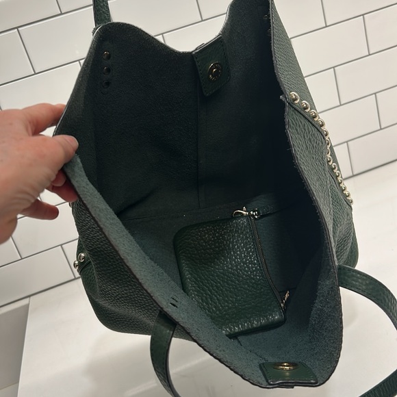 Rebecca Minkoff Dark Green Unlined Leather Tote Bag. - Picture 2 of 10